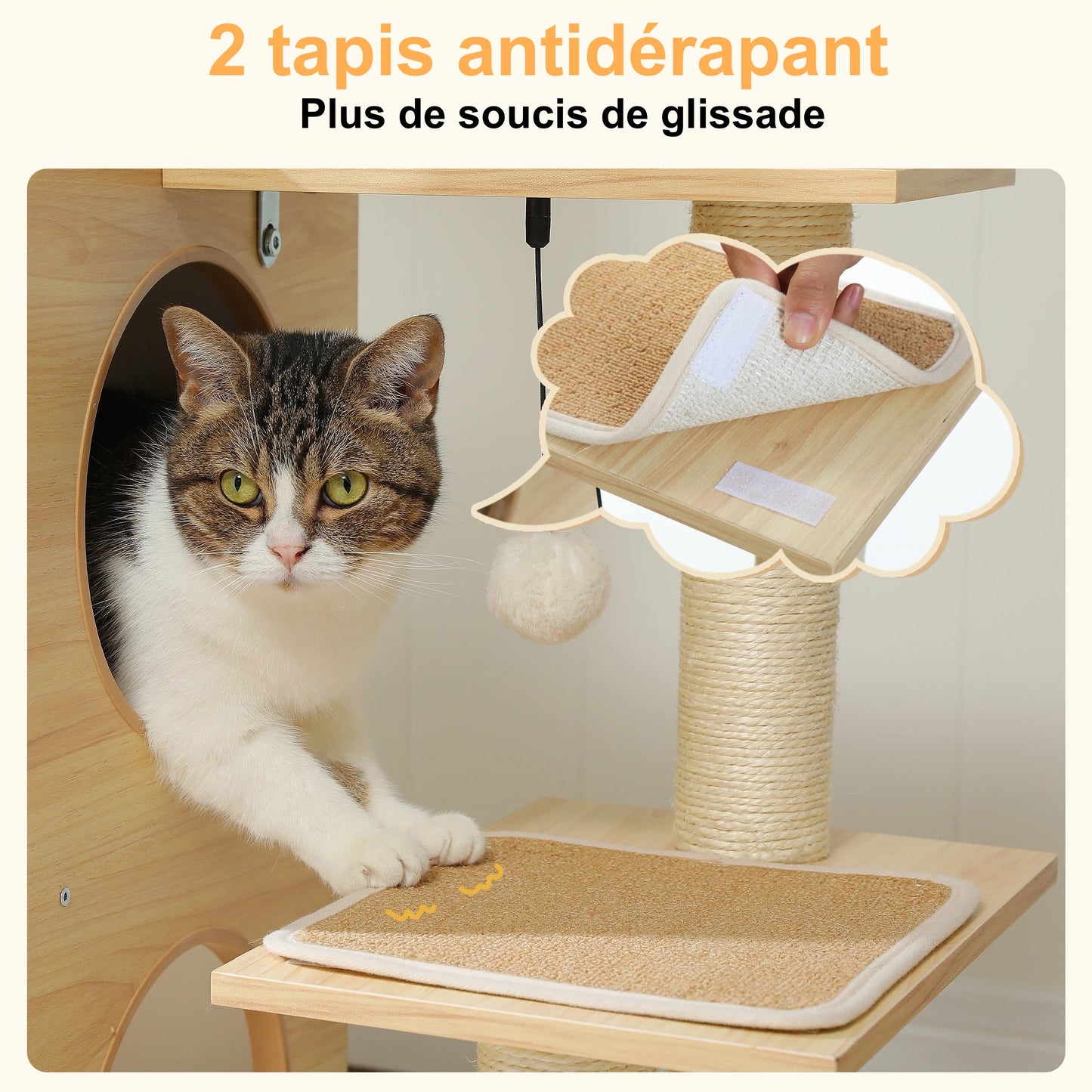 Arbre à Chat En Bois Design 3 Niveaux - Modèle "Chatédrale" - L'Ile Aux Chats