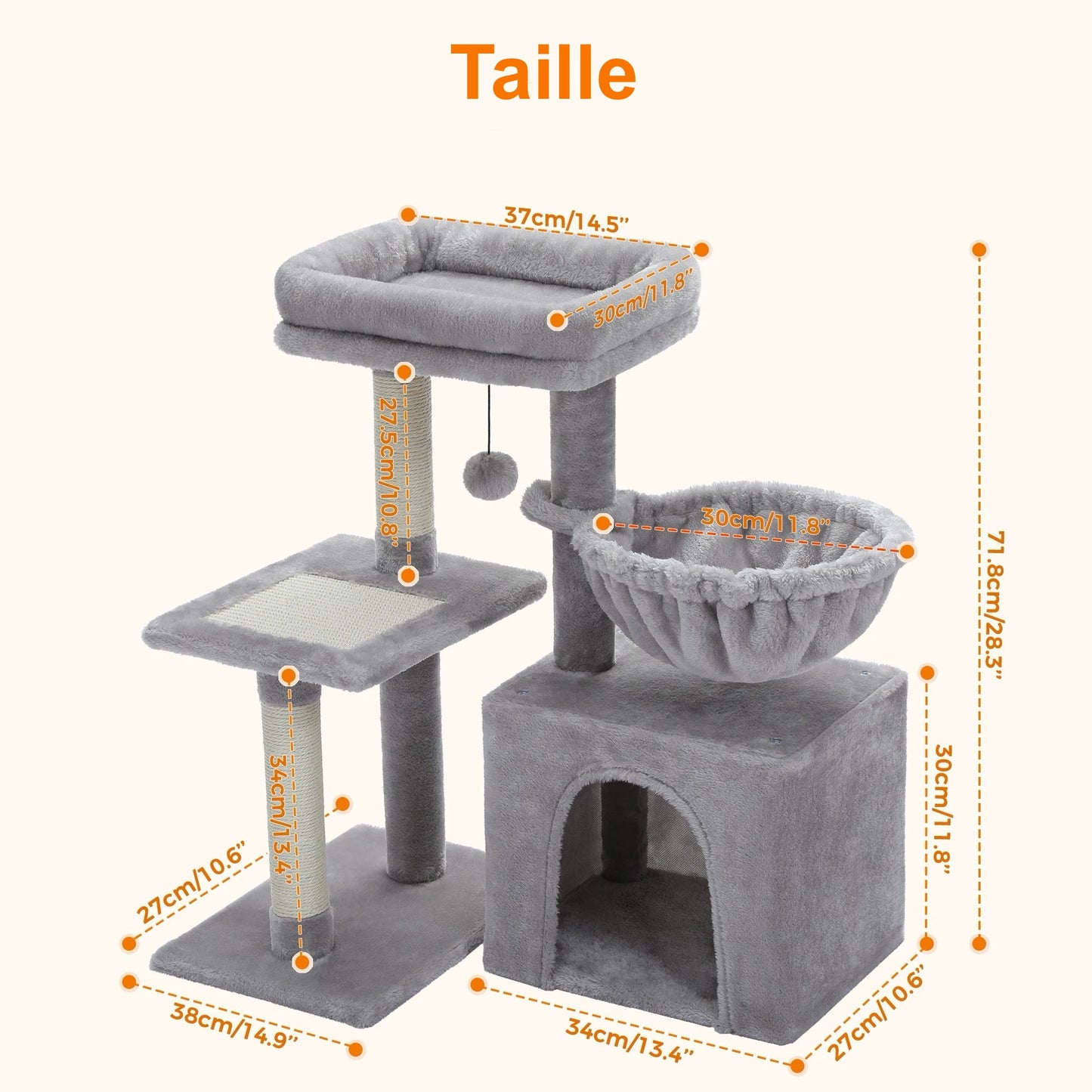 Arbre à Chat design Avec Hamac - Modèle "TinyCat" - L'Ile Aux Chats