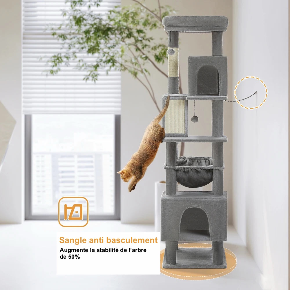 Arbre à Chat Maine Coon XXL Avec Hamac - Modèle "ChatLounge" - L'Ile Aux Chats
