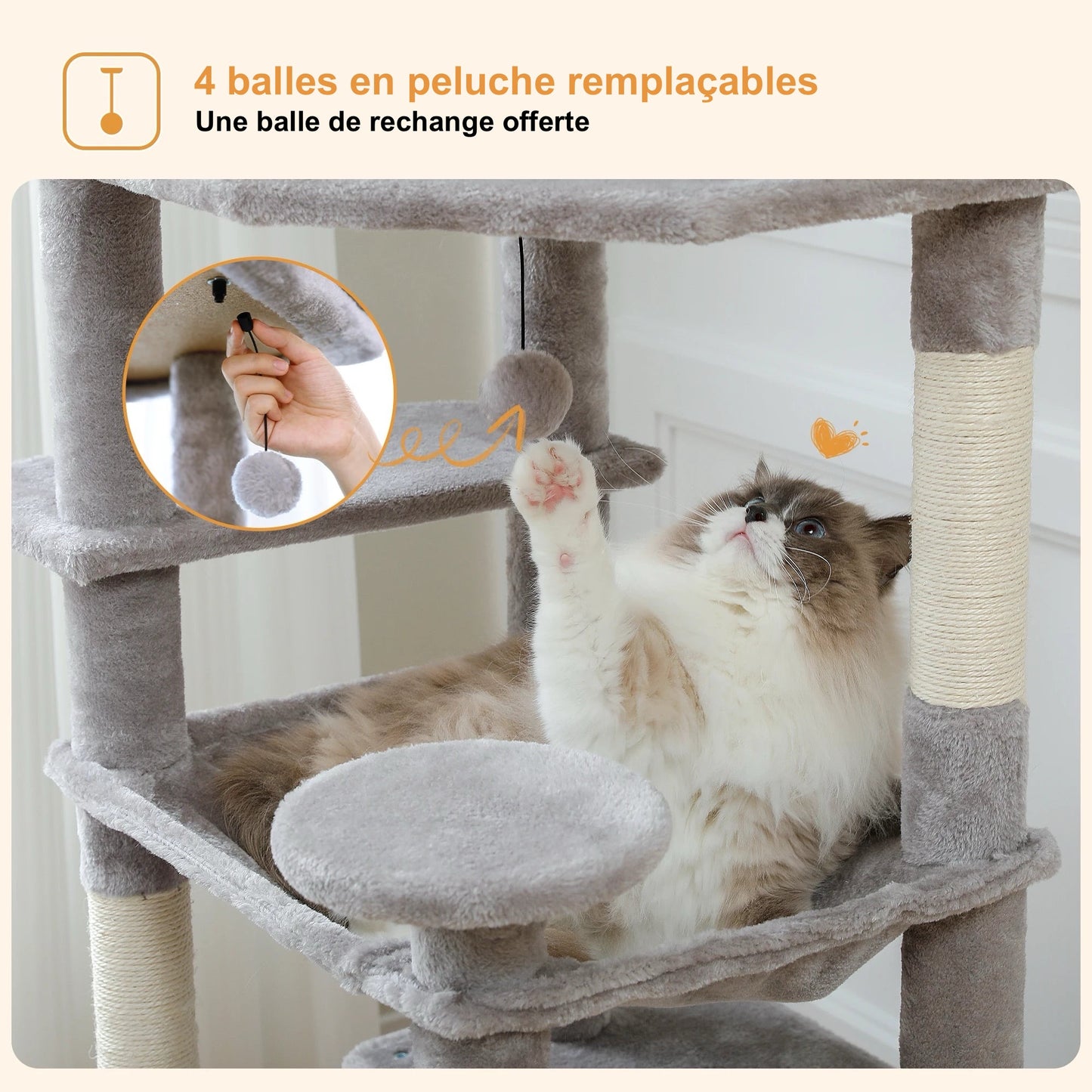 Arbre à Chat XL Avec hamac Multi-Niveaux - Modèle : "Ronronium" - L'Ile Aux Chats