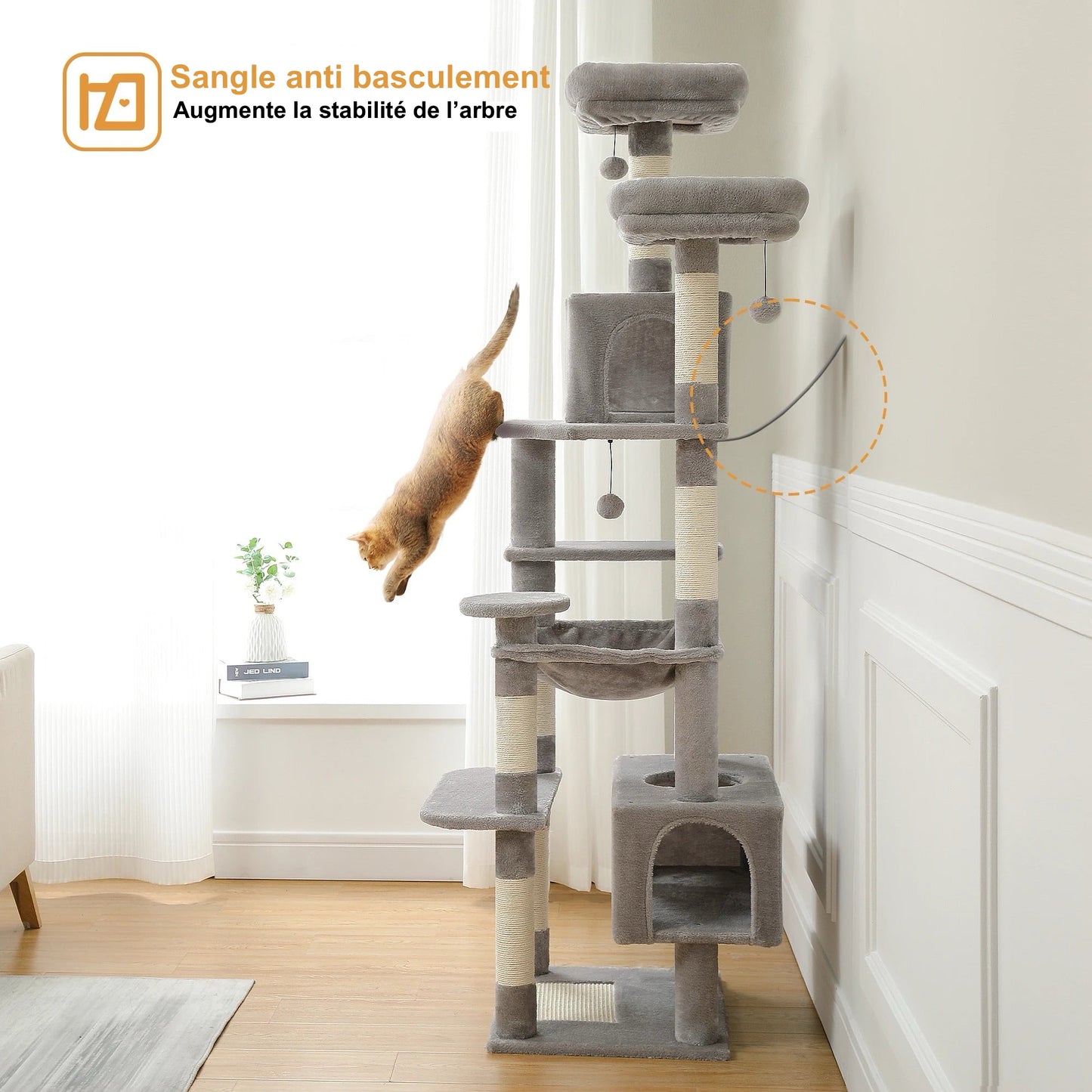 Arbre à Chat XL Avec hamac Multi-Niveaux - Modèle : "Ronronium" - L'Ile Aux Chats