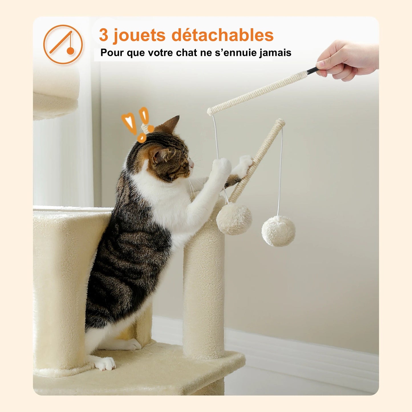 Arbre à Chat Pour Grand Chat Doux - Modèle "Grisou" - L'Ile Aux Chats