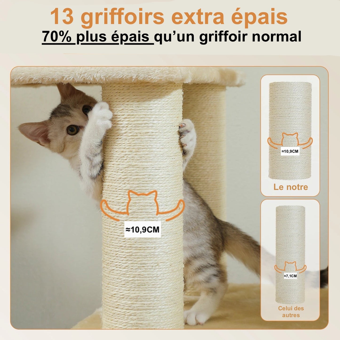Arbre à Chat XXL avec Hamac pour Grand Chat – Modèle "Miaouland" - L'Ile Aux Chats