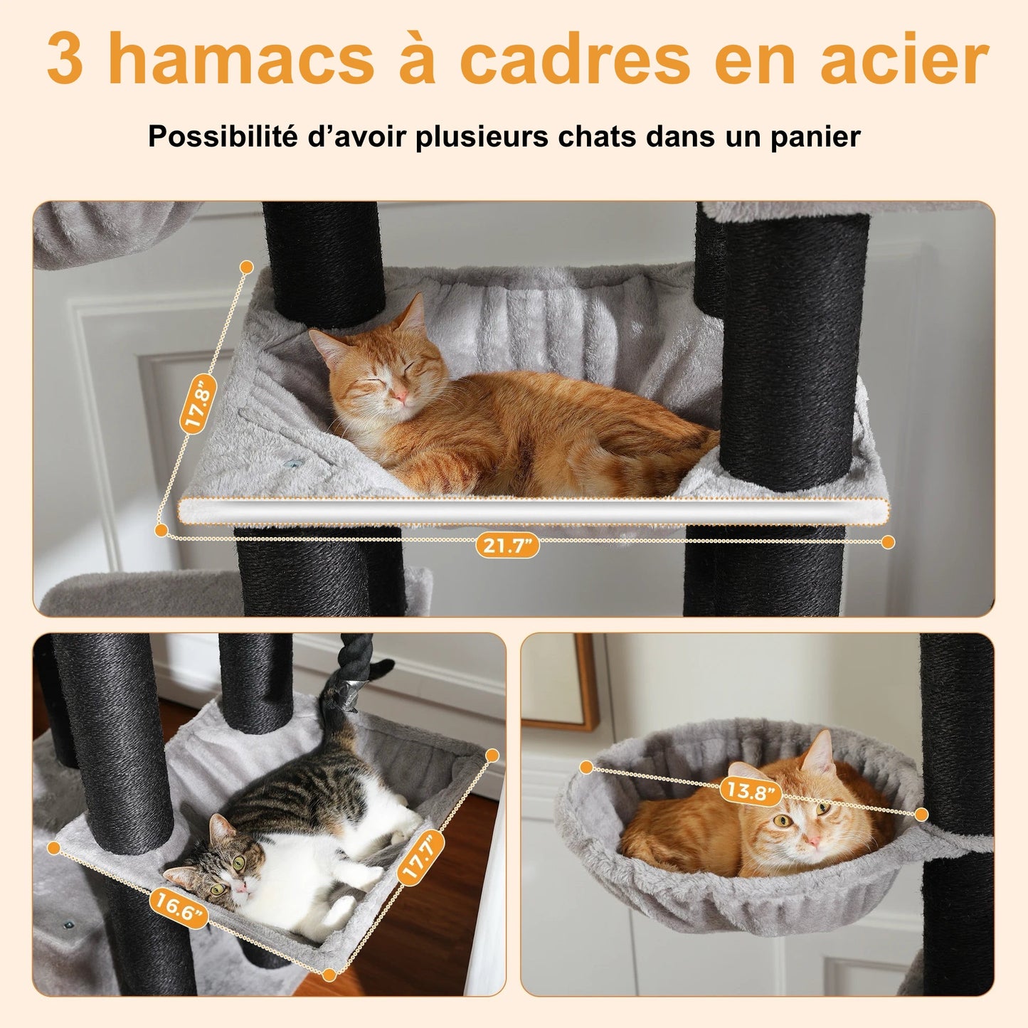 Arbre à Chat XXL avec Hamac pour Grand Chat – Modèle "Miaouland" - L'Ile Aux Chats