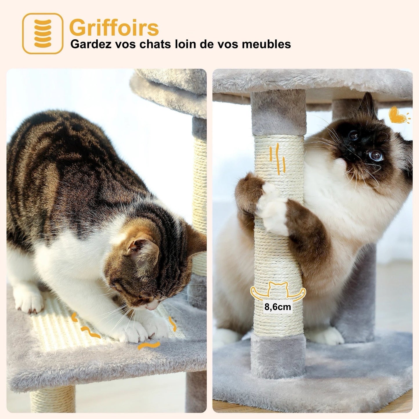 Arbre à Chat design Avec Hamac - Modèle "TinyCat" - L'Ile Aux Chats