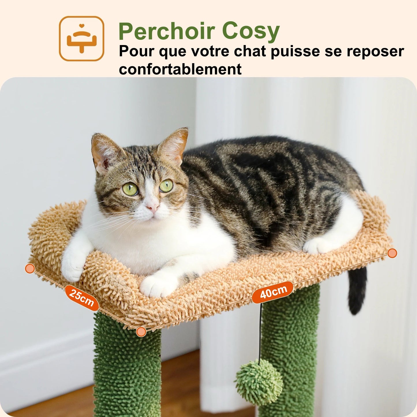 Petit Arbre à Chat En Forme De Cactus - Modèle : "OasisFélin" - L'Ile Aux Chats