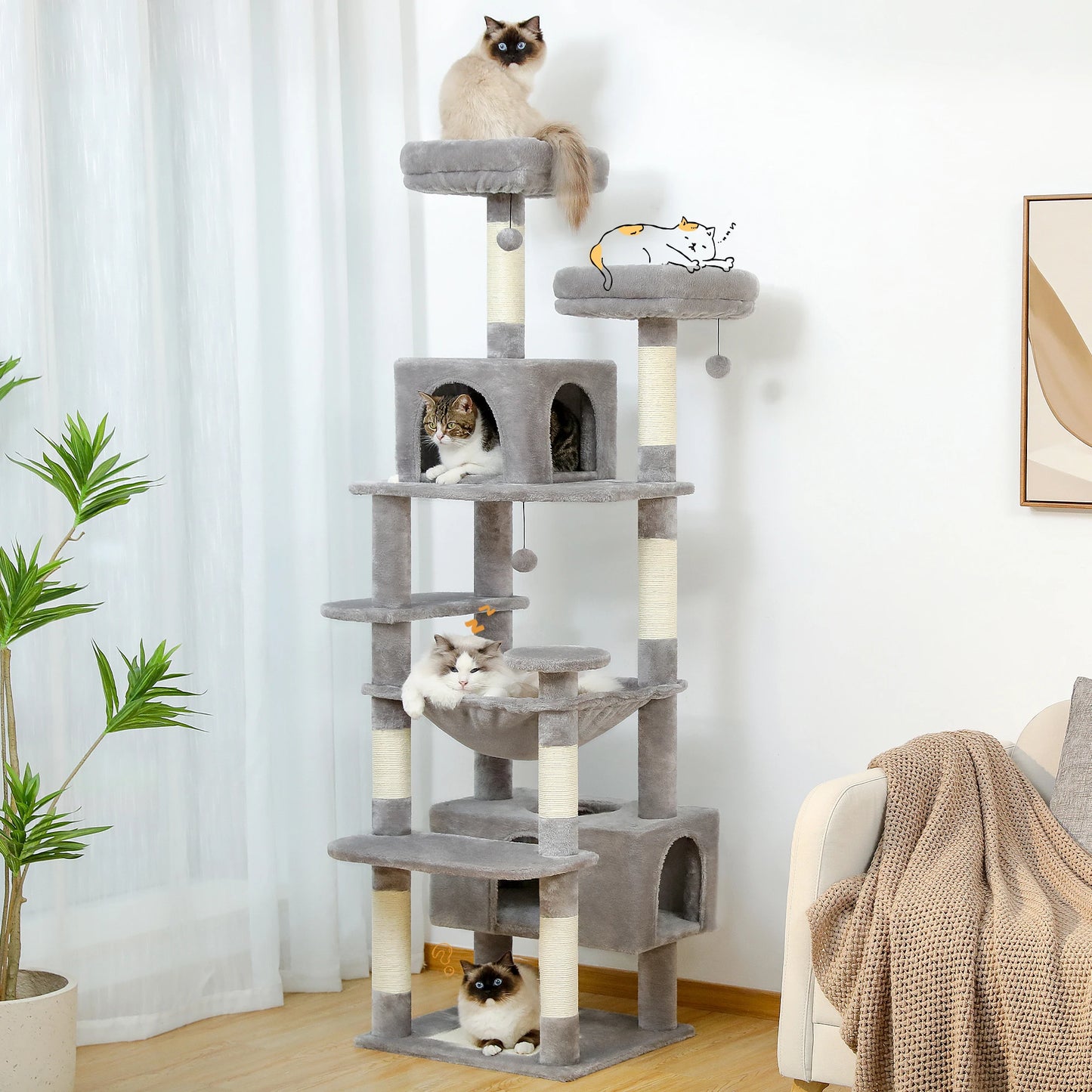 Arbre à Chat XL Avec hamac Multi-Niveaux