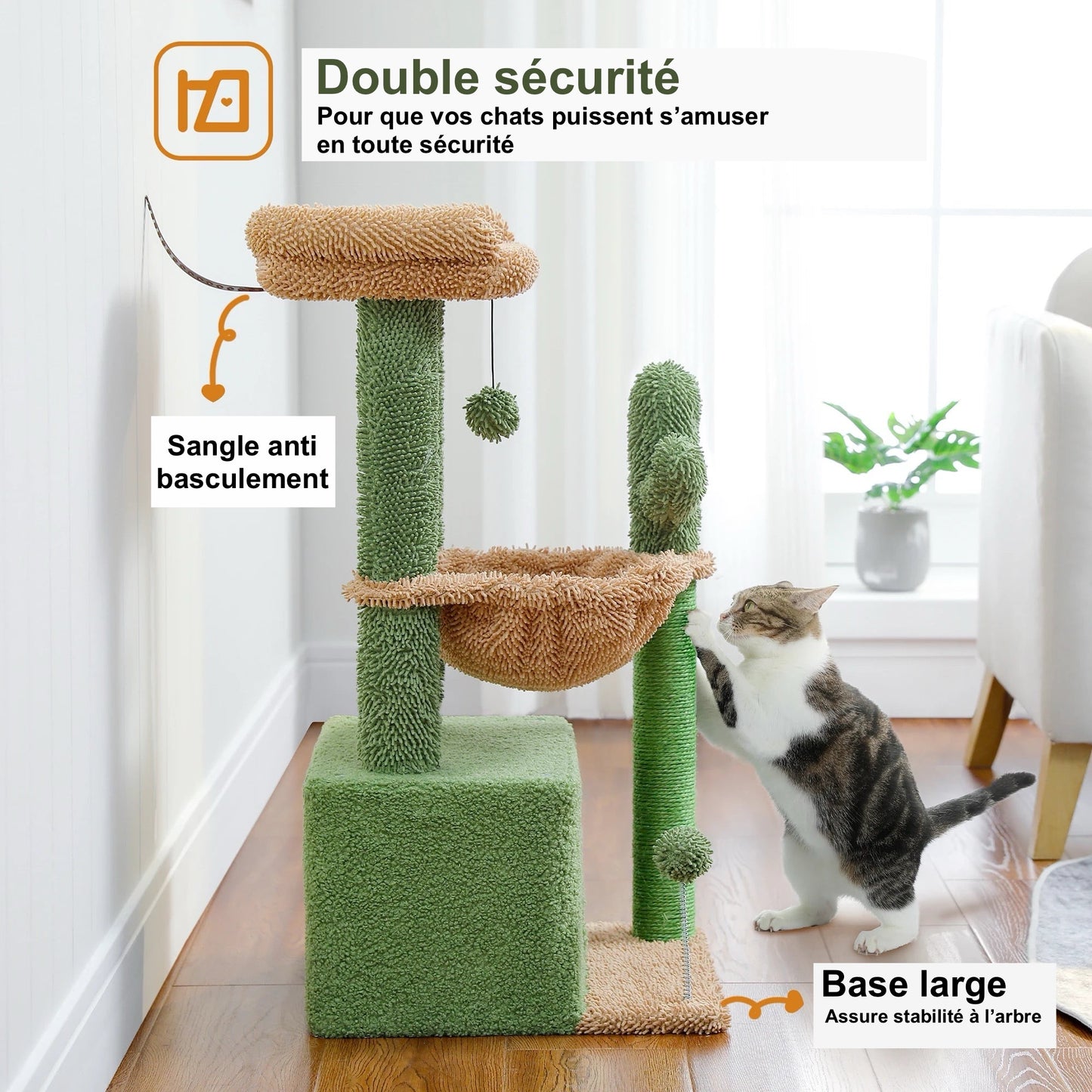 Petit Arbre à Chat En Forme De Cactus - Modèle : "OasisFélin" - L'Ile Aux Chats