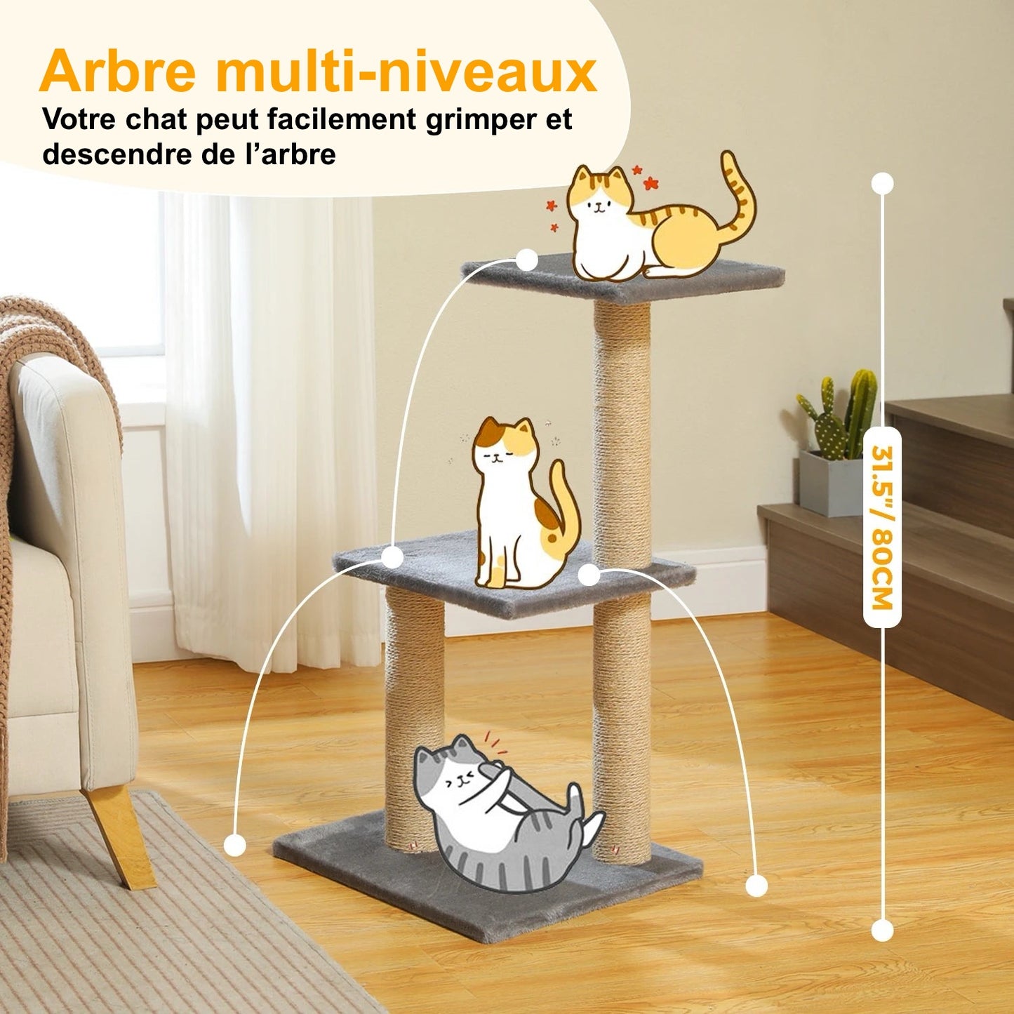 Petit Arbre à Chat Design - Modèle : "MiniPaw" - L'Ile Aux Chats
