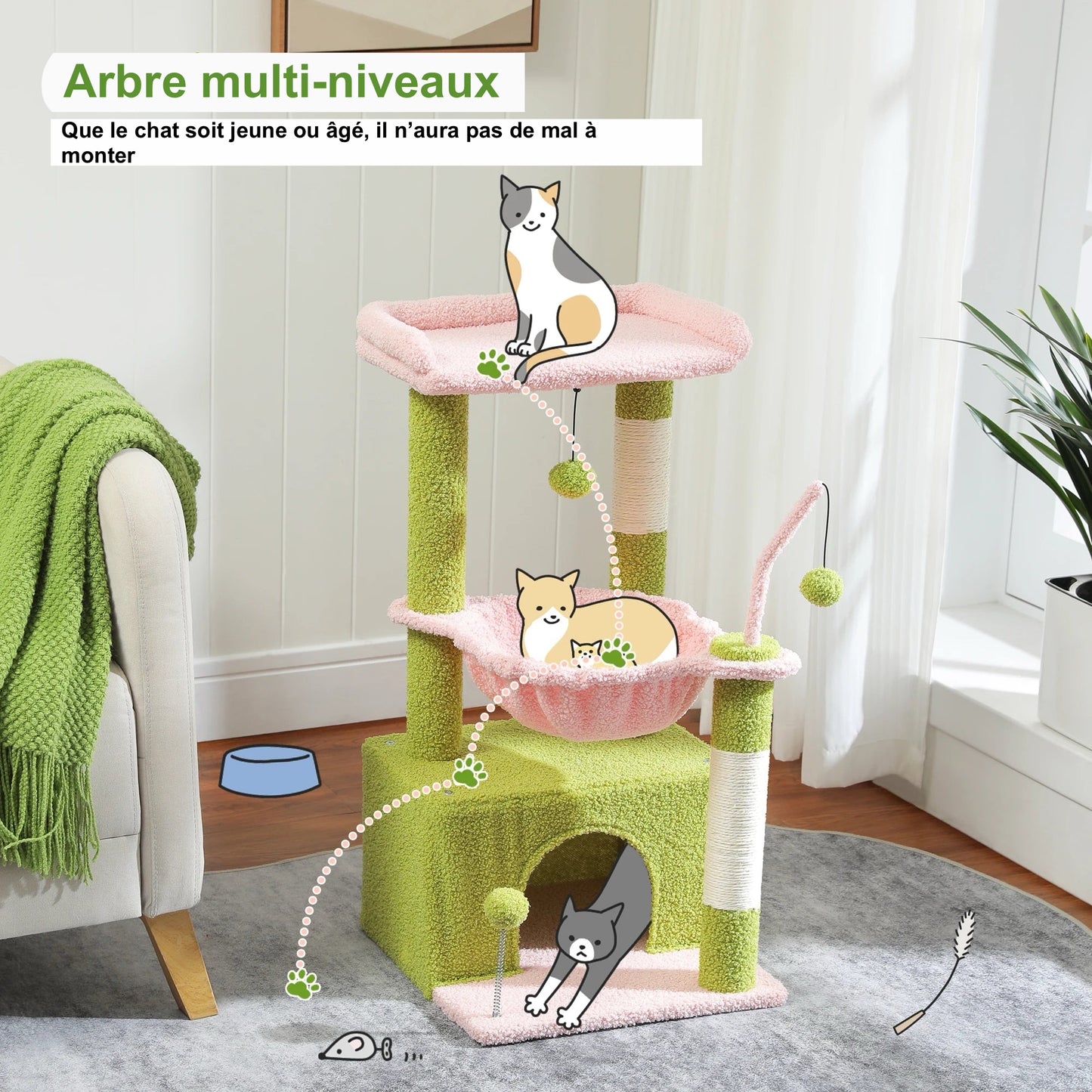 Arbre à Chat Fleur - Modèle : "CatFlower" - L'Ile Aux Chats
