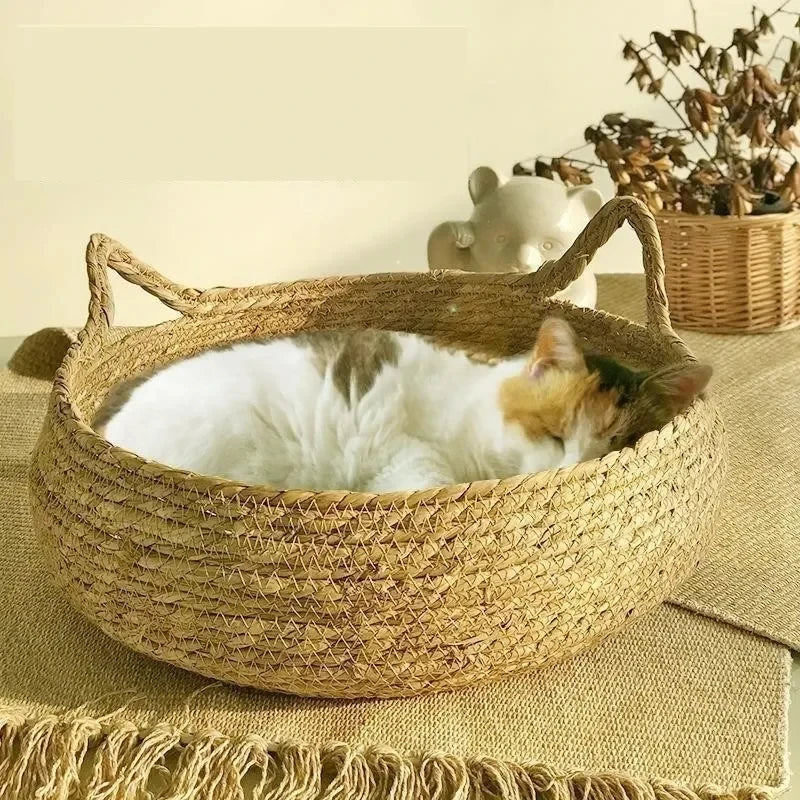 Panier En Osier Pour Chat Confortable