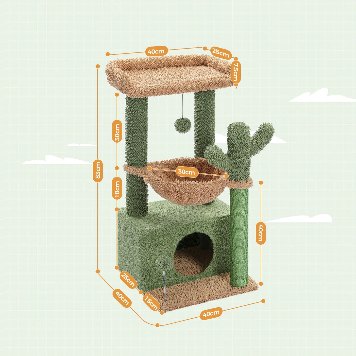 Petit Arbre à Chat En Forme De Cactus - Modèle : "OasisFélin" - L'Ile Aux Chats