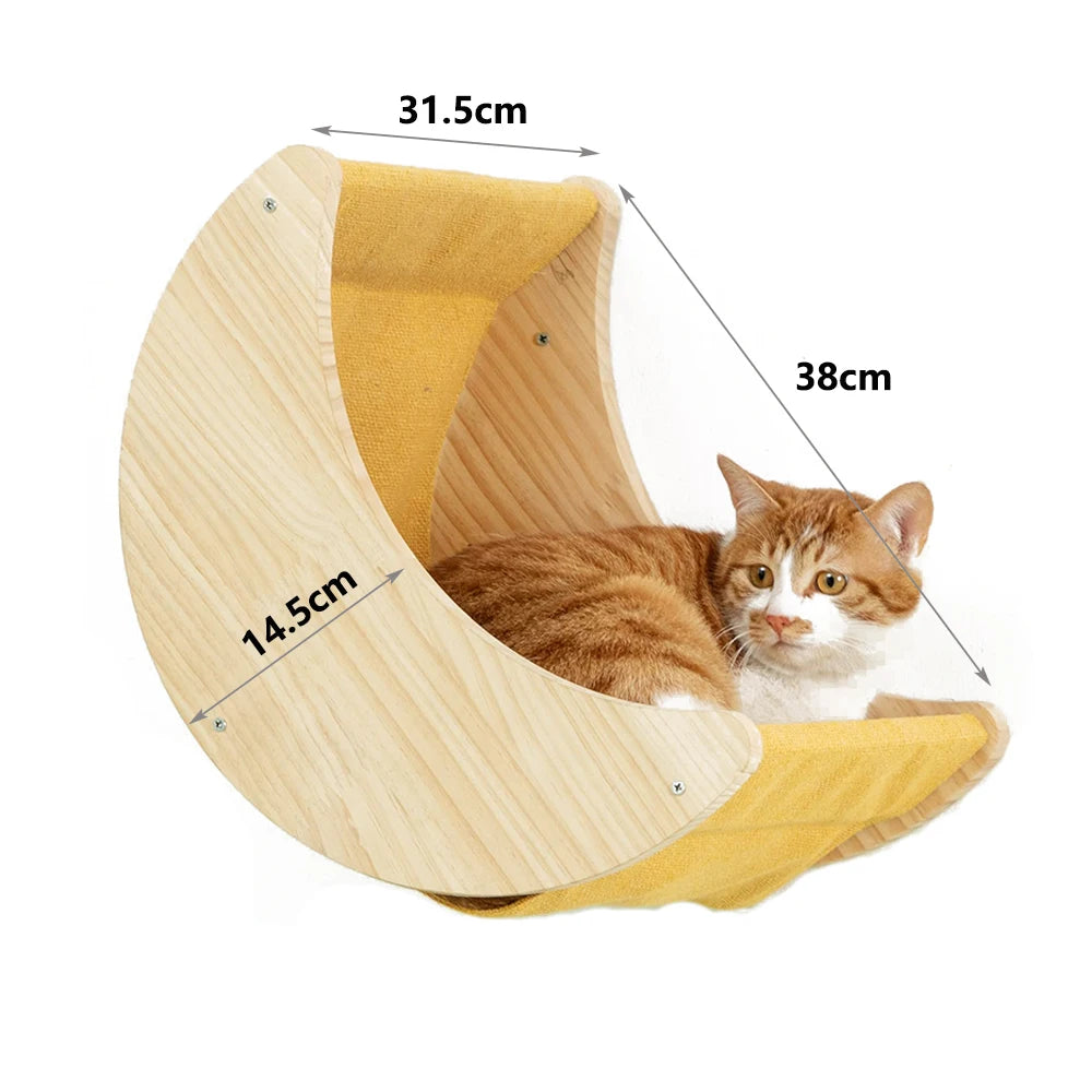 Arbre à Chat Mural Grands Chats En Bois - Modèle "CatWipeout" - L'Ile Aux Chats