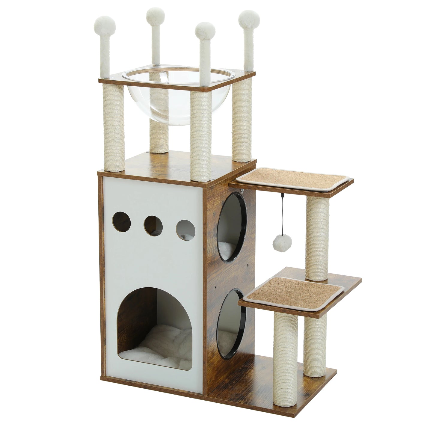 Arbre à Chat En Bois Design 3 Niveaux - Modèle "Chatédrale" - L'Ile Aux Chats