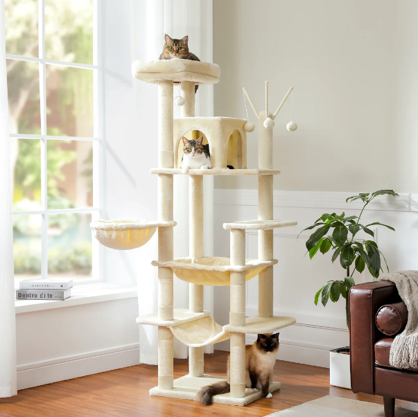 Arbre à Chat Pour Grand Chat Doux - Modèle "Grisou" - L'Ile Aux Chats