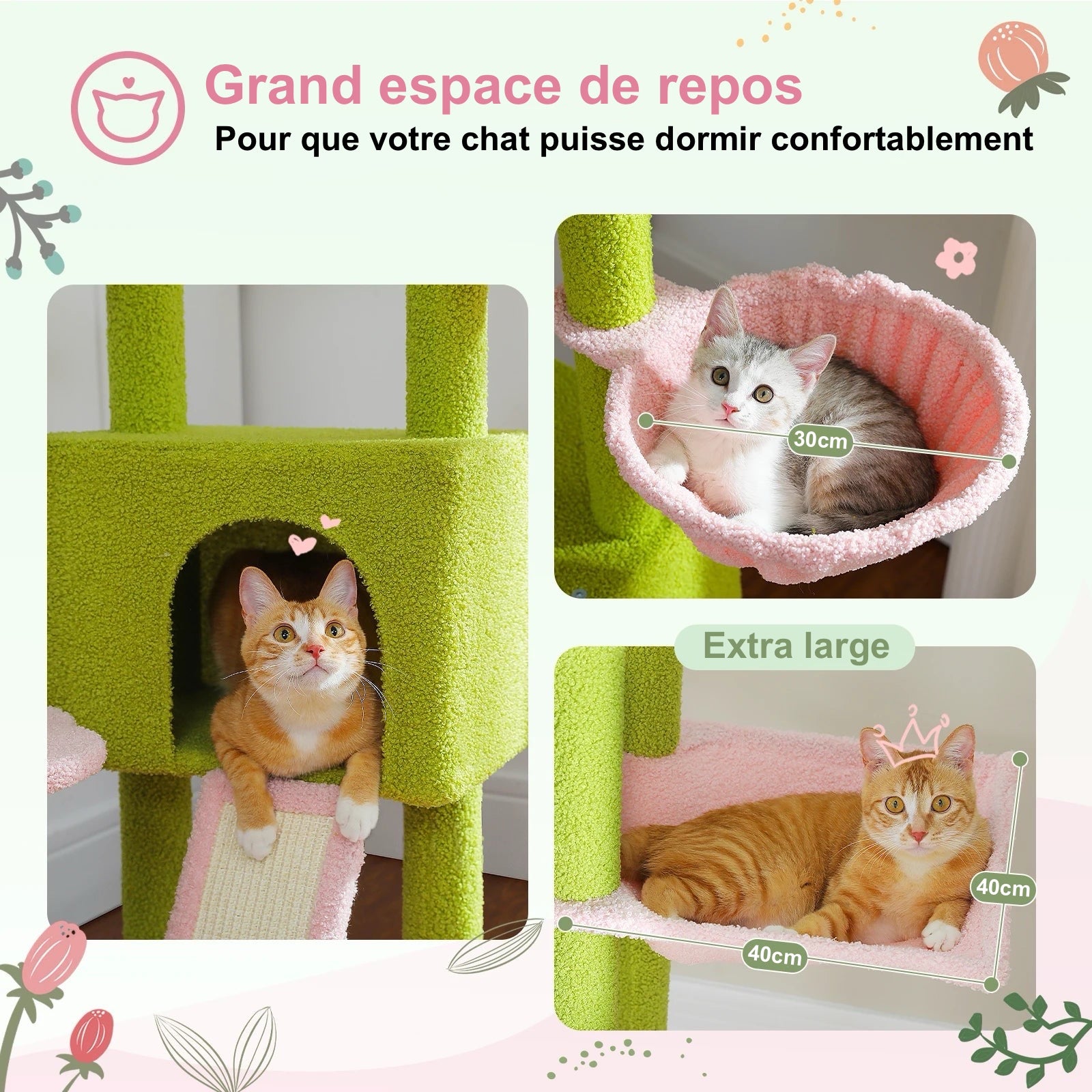 Grand Arbre à Chat Fleur - Modèle : "CatGarden" - L'Ile Aux Chats