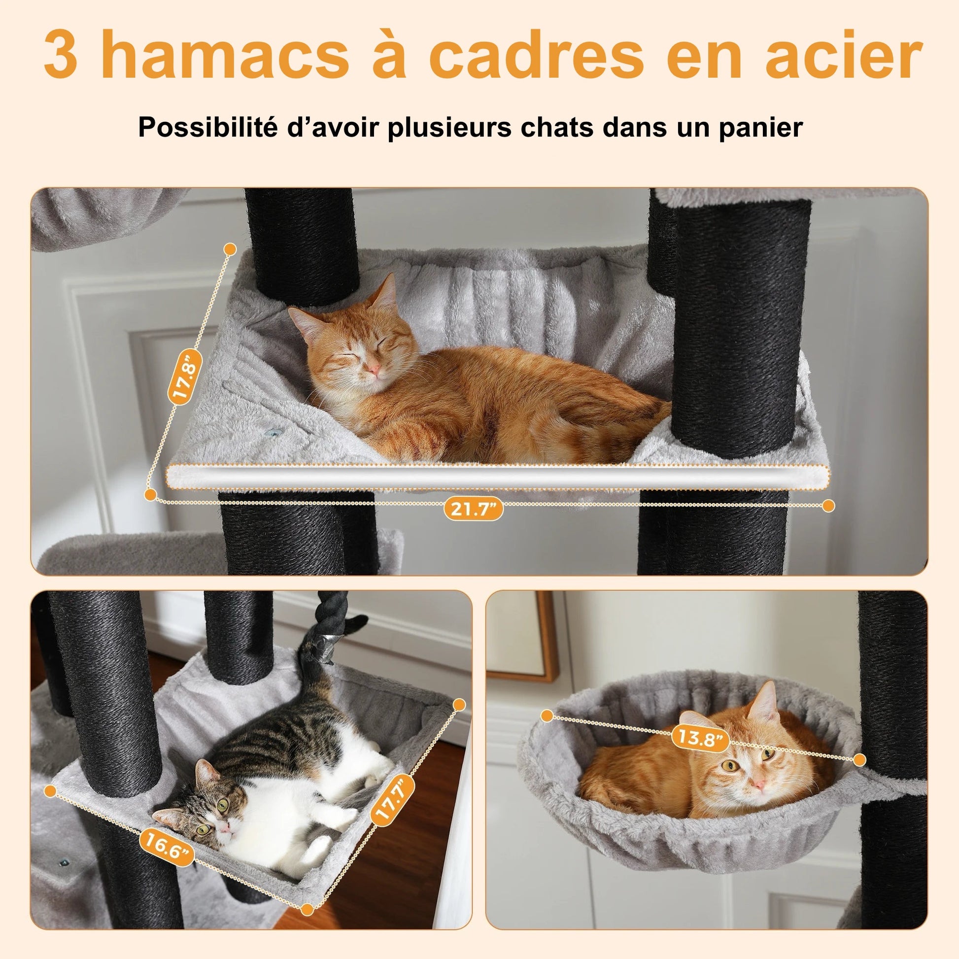 Arbre à Chat XXL avec Hamac pour Grand Chat – Modèle "Miaouland" - L'Ile Aux Chats