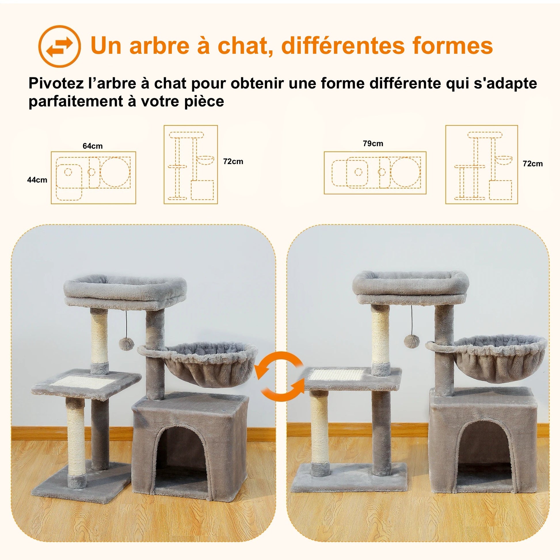 Arbre à Chat design Avec Hamac - Modèle "TinyCat" - L'Ile Aux Chats