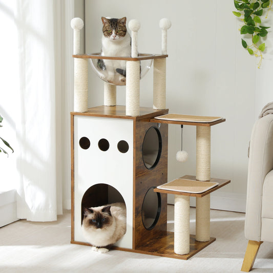 Arbre à Chat En Bois Design 3 Niveaux 