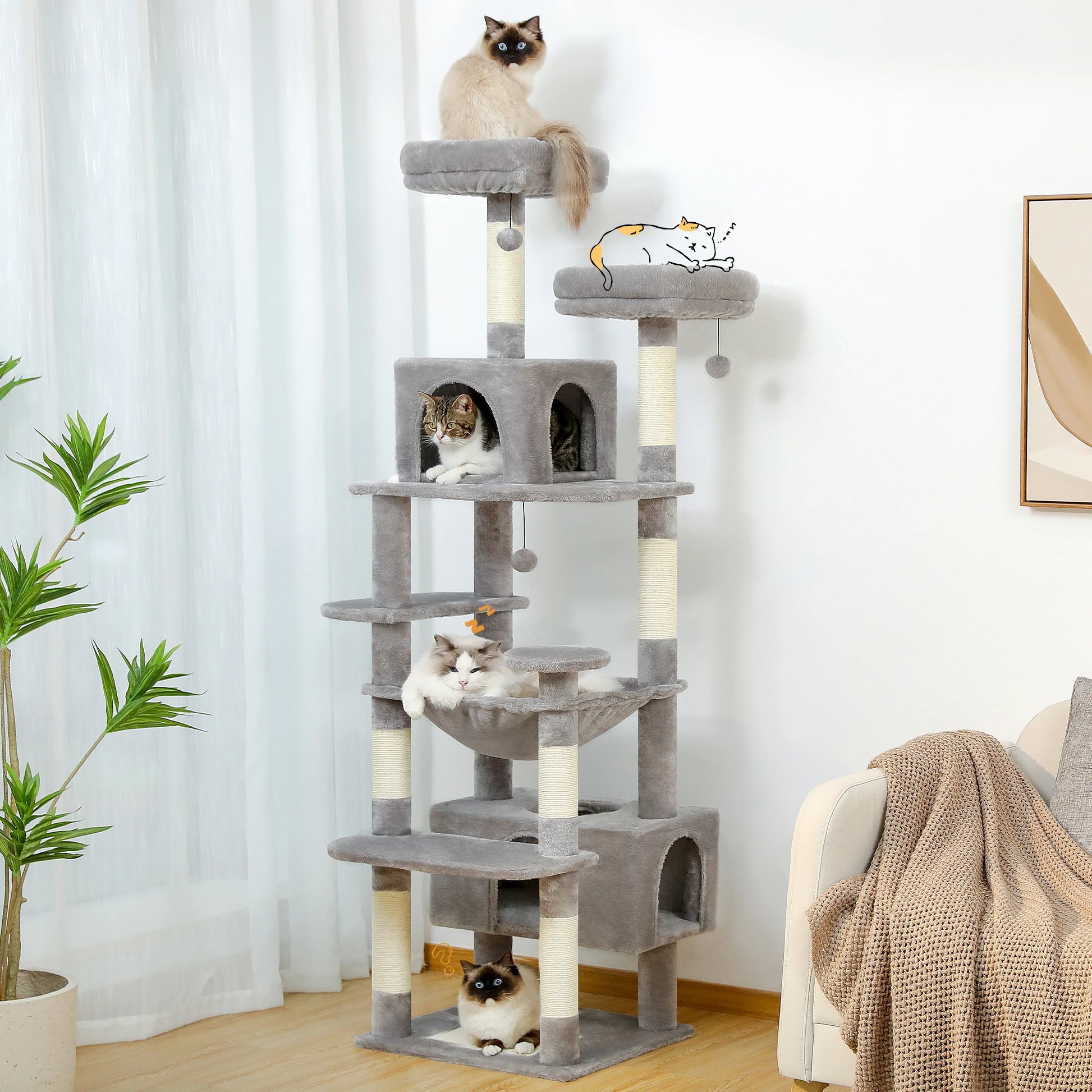 Arbre à Chat XL Avec hamac Multi-Niveaux